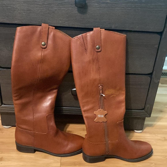 INC Women’s Fawne Genuine Leather Knee High Riding Boots NWT Women’s 7.5M Brown - Picture 2 of 9